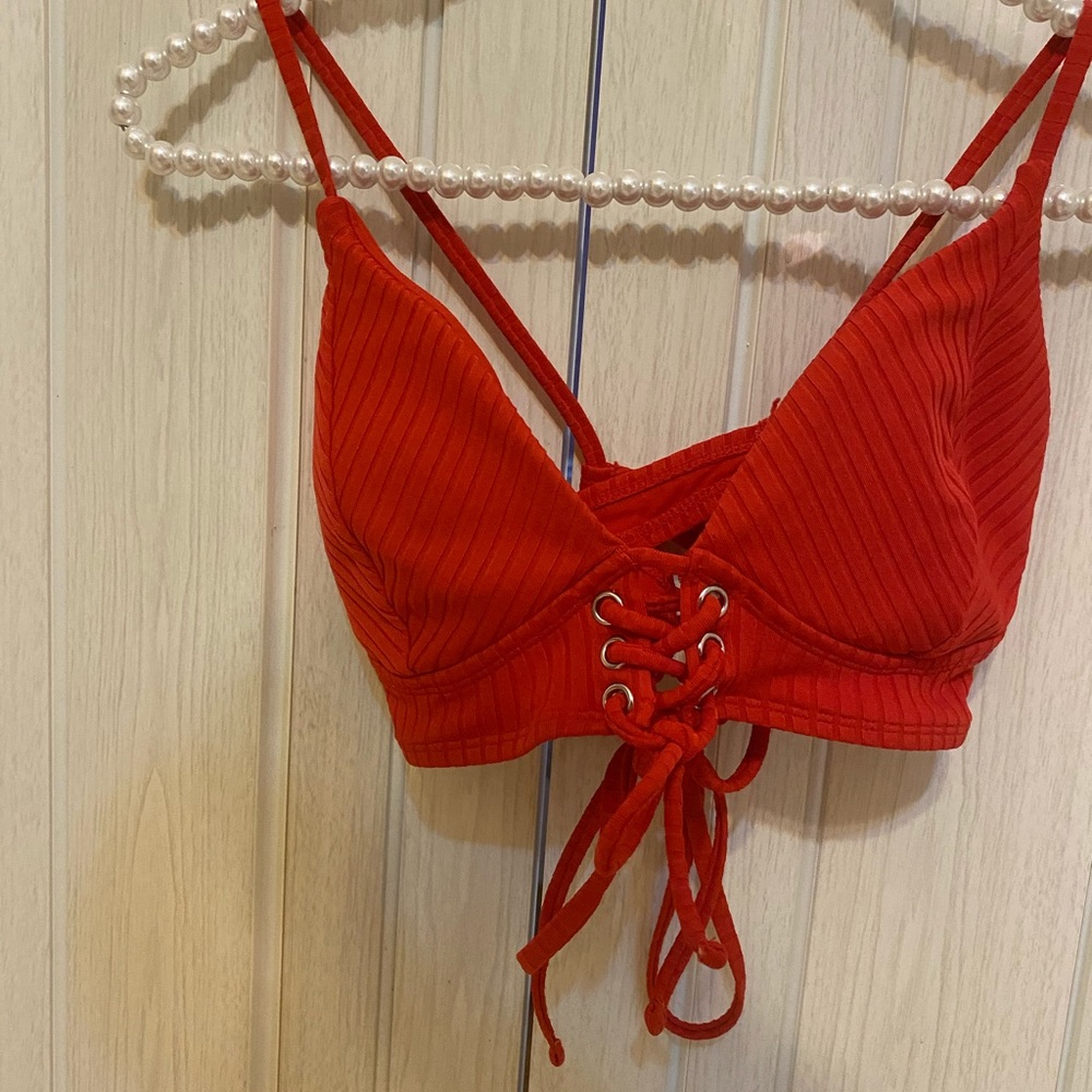 Red swimsuit top